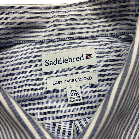 Saddlebred size XL 17.5 34/35 long sleeved pin striped button down mom new - Picture 2 of 2